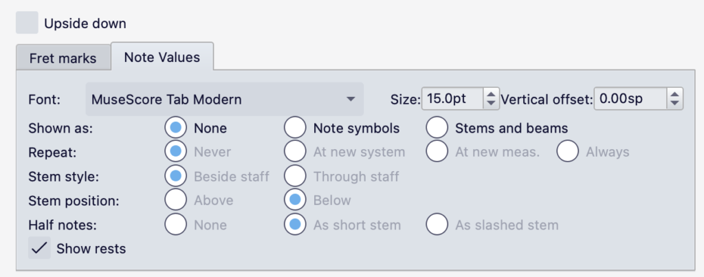 MuseScoreTurnOffStems